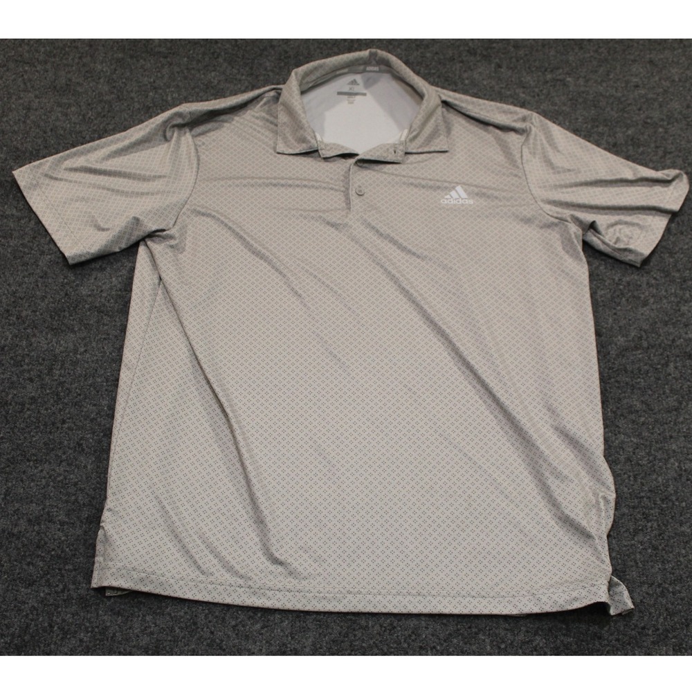 Adidas Golf‎ Polo Shirt Mens XL Gray Pattern Short Sleeve Casual Athletic